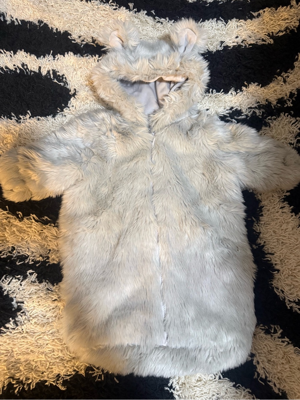 Restoration Hardware - Kids Faux Fur Bear Hooded Coat/Baby Bunting - Light Gray